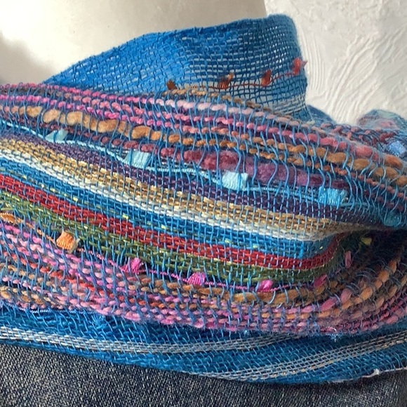 Lightweight gauze multicolor metallic sparkle fabric Summer Spring Scarf - Picture 5 of 5